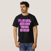 「お願い共有スマイル!」 かわいいデザイン。買今 Tシャツ (正面フル)