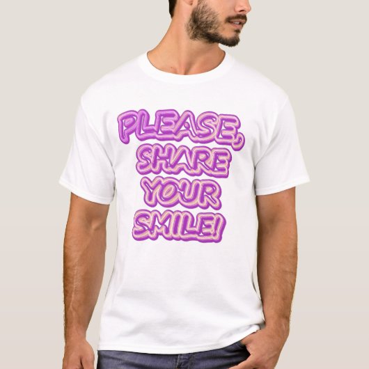 「お願い共有スマイル!」 かわいいデザイン。買今 Tシャツ (正面)