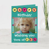 お願い多くのおもしろいグリーンキッズフォト誕生日 カード (正面)