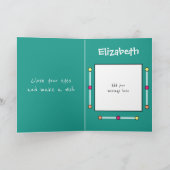 お願い多くのおもしろいグリーンキッズフォト誕生日 カード (内部)