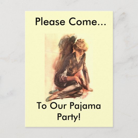 お願い来...パジャマのパーティーに! インビテーションポストカード (正面)