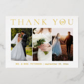 お願い結婚の写真モダン金ゴールドフォイルカード 箔招待状 (正面)