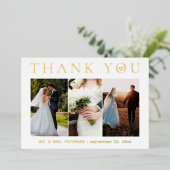 お願い結婚の写真モダン金ゴールドフォイルカード 箔招待状 (立ち正面)