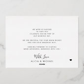 お願い結婚の写真モダン金ゴールドフォイルカード 箔招待状 (裏面)