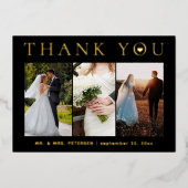 お願い結婚の写真モダン金ゴールドフォイルカード 箔招待状 (正面)