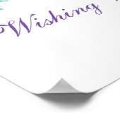 お願い結婚井戸のプリント青と紫の花 ポスター (角)