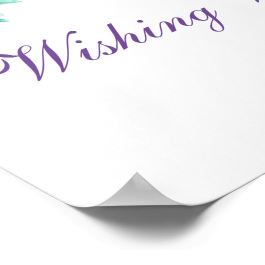 お願い結婚井戸のプリント青と紫の花 ポスター (角)