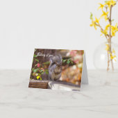 お願い考えるリスのカード カード (黄色い花)