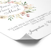 お願い衣服aマスクフローラピンクエレガントな結婚式 ポスター (角)