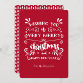 お願い非常に陽気なクリスマスタイポグラフィ赤 シーズンカード (正面/裏面)