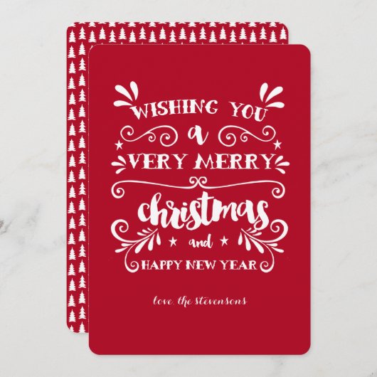 お願い非常に陽気なクリスマスタイポグラフィ赤 シーズンカード (正面/裏面)
