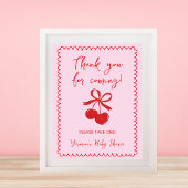 お願い1つのさくらんぼバウ赤ちゃん女の子シャワー ポスター