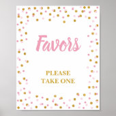 お願い1つのパーティーサインを取るピンクと金ゴールド ポスター (正面)