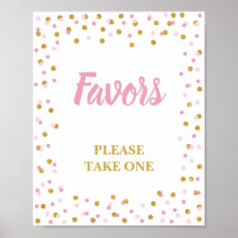 お願い1つのパーティーサインを取るピンクと金ゴールド ポスター