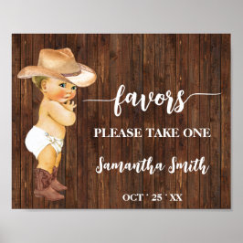 お願い1つの小さなカウボーイベビーシャワーを取る ポスター
