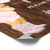 お願い1つの小さな女性のカーボーイ赤ちゃんシャワー ポスター (角)