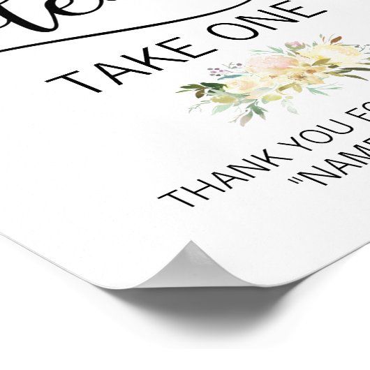 お願い1つの水色のフローラピンクのサインを取る ポスター (角)