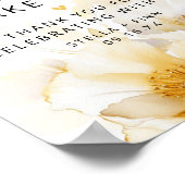 お願い1つの白い金ゴールド花模様 ポスター (角)