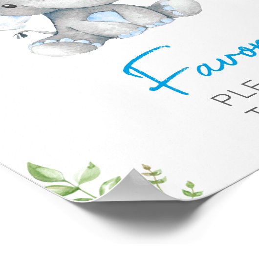 お願い1つの象の男の赤ちゃんシャワー ポスター (角)