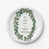 「お願い…" ホリー伝統的リース ペーパープレート (正面)