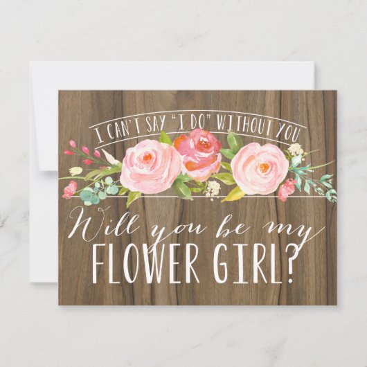 お願い！花嫁の花を運ぶ女の子になってくれる？ | ウェディングパーティーの仲間 招待状 (正面)