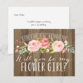 お願い！花嫁の花を運ぶ女の子になってくれる？ | ウェディングパーティーの仲間 招待状 (正面/裏面)