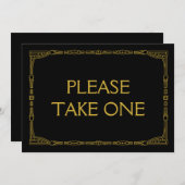 「お願い」金ゴールドアールデコスタイル結婚のサイン (正面/裏面)