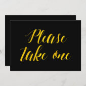 "お願い"金フェイク箔シック結婚のサイン 招待状 (正面/裏面)