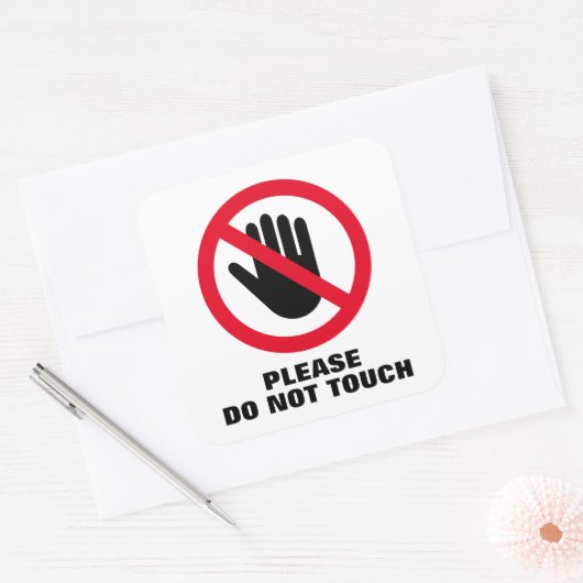 お願いtouch警告標識スクエアステッカー スクエアシール (封筒)