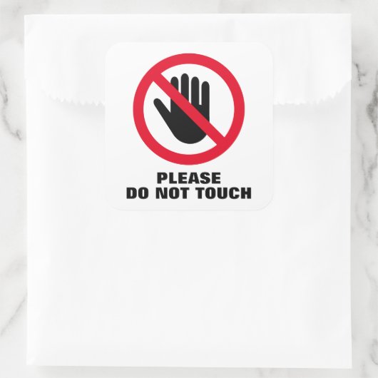 お願いtouch警告標識スクエアステッカー スクエアシール (バッグ)