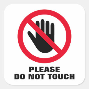 お願いtouch警告標識スクエアステッカー スクエアシール