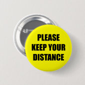 お願保い距離の社会的な距離の黄色 缶バッジ (正面&裏面)