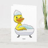 お風呂と泡で水浴びをするアヒル カード (裏面)