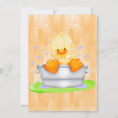 お風呂の水に浮かぶカモの赤ちゃんシャワー 招待状 (裏面)