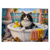 お風呂タイム , 猫  ラージペーパーバッグ (裏面)