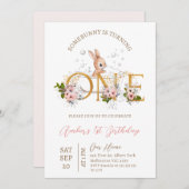 お風呂バニーが1歳の誕生日を迎える 招待状 (正面/裏面)