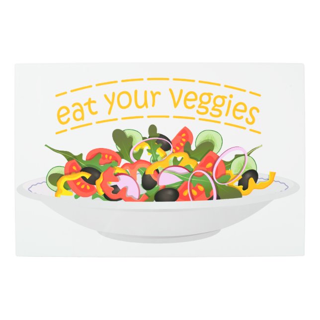 お食べりビーギー引用文フレッシュサラダミックスボウル メタルプリント (正面)