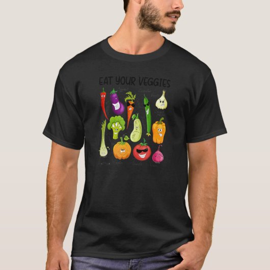 お食べ客様のレトロ90sスタイル野菜ビーガン tシャツ (正面)