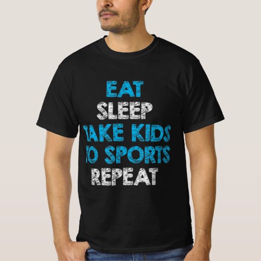 お食べ母さんとスポーツの繰り返しに子供を連れて寝る Tシャツ (正面)