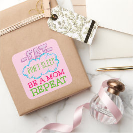 お食べ母さん繰り返し寝るな スクエアシール