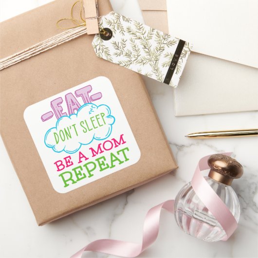 お食べ母さん繰り返し寝るな スクエアシール (ギフト)