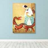 お食べ物を与え前のドラゴン キャンバスプリント (インサイチュ (ウッドフロア))