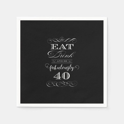 お食べ酒を飲んで素敵な40歳の誕生日パーティー スタンダードカクテルナプキン (正面)