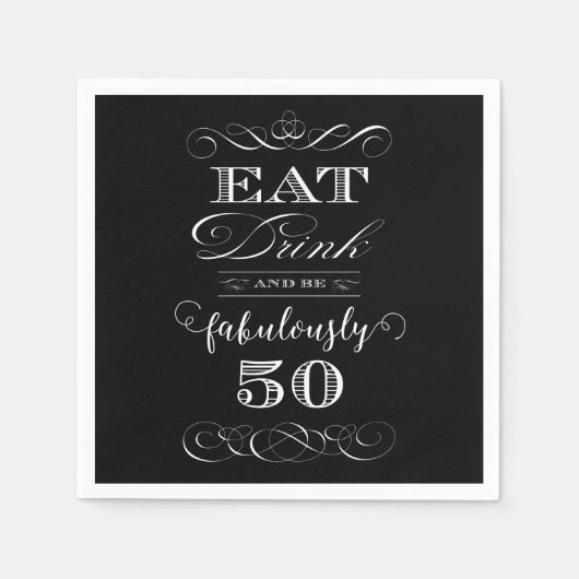 お食べ酒を飲んで素敵な50歳の誕生日パーティー スタンダードカクテルナプキン (正面)