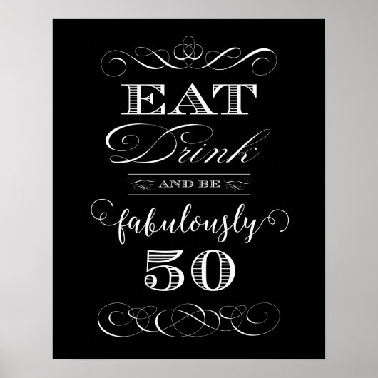 お食べ酒を飲んで素敵な50歳の誕生日パーティー ポスター (正面)