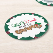 お食べ酒を飲んで聖降誕祭お目出とう ラウンドペーパーコースター (アングル)