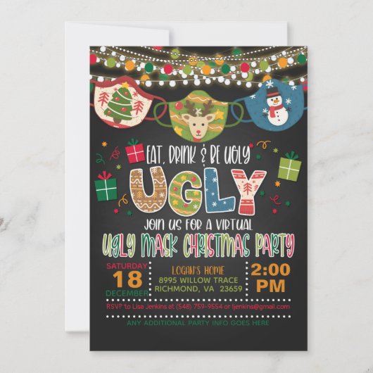 お食べ酒を飲んで醜くなれ-仮面-仮想クリスマス 招待状 (正面)