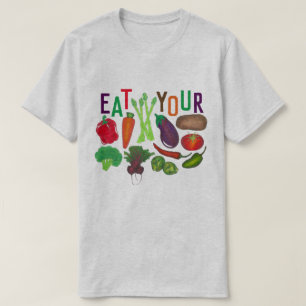 お食べ野菜ニンジンのトマトブロッコリーペッパー Tシャツ