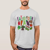 お食べ野菜ニンジンのトマトブロッコリーペッパー Tシャツ (正面)