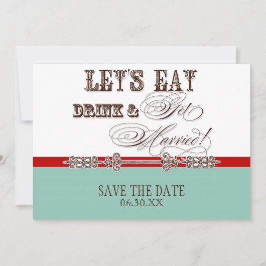 お食事とドリンクと結婚のお知らせ 保存日付のお知らせ セーブザデート (正面)